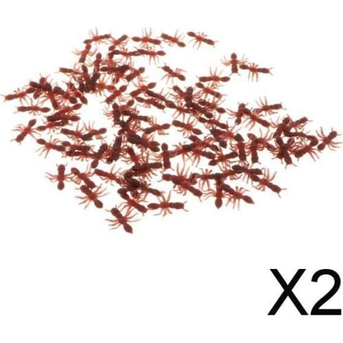 2x100 Piece Plastic Fake Ants Model Figure Set Kids Toy Party Favors Brown