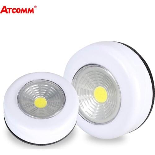 3W LED Night Light Cordless Wardrobe Light Press Switch AAA Battery Powered Apply to Home Indoor Kitchen Closet Cabinet