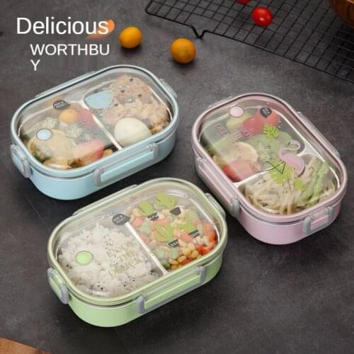 304 Stainless Steel Lunch Box Insulation Bag Lunch Box Korean Children Student Office Worker Female 1-Layer Compartment Lunch