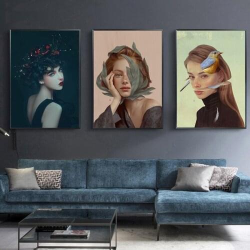 Abstract Wall Art Exquisite Girl Oil Paintings Nordic Canvas Posters Prints for Living Room Bedroom Corridor Decoration