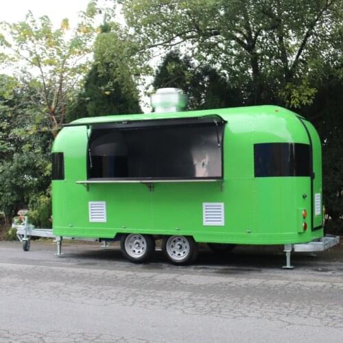 Airstream Stainless Steel Ice Cream Vending Cart Trailer Van Kitchen Dining Car Bubble Tea Cart Mobile Juice Truck Hot Dog Sta