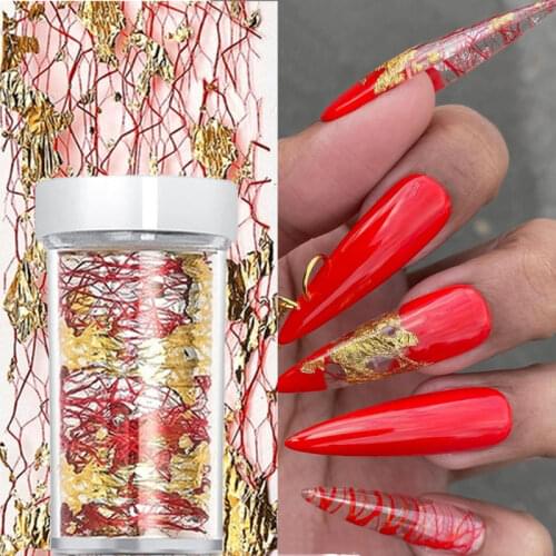 1pcs Aluminum Foils 3D Mesh Nail Stickers Glitter Gold Silver Line Nail Art Decal Wraps Slider Manicure Holographic Decorations