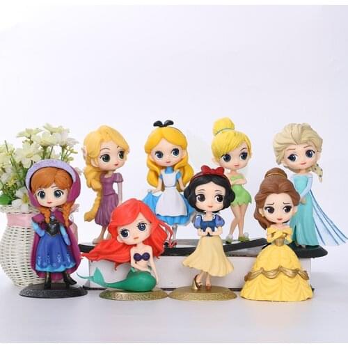 Snow White Little Princess Mermaid Alice Cake Toppers Girls Birthday Party Cake Decorating Figure Toys Tinkerbell Figure Dolls