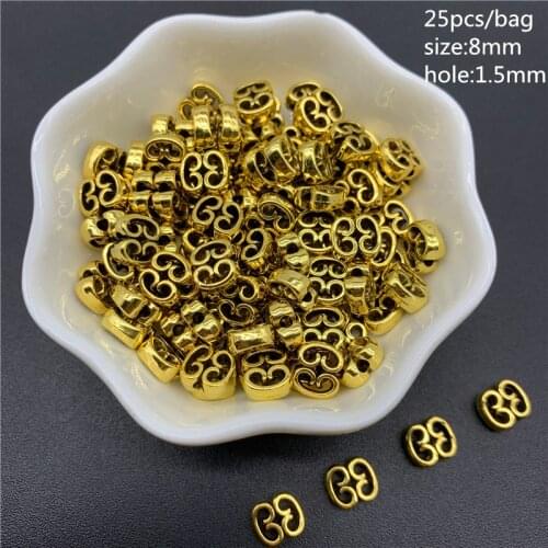 25pcs/Lot 8mm Gold Connector Alloy Beads Cap Ancient Golden Charms Beads For Jewelry Making