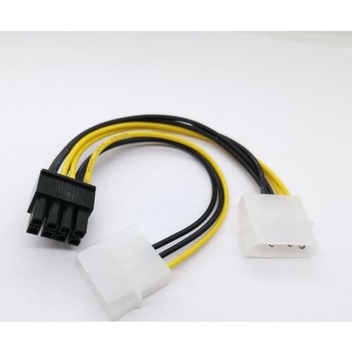 Dual Molex LP4 4 Pin to 8 Pin PCI-E Express Converter Adapter Power Cable Wire Jun21 For Graphics card