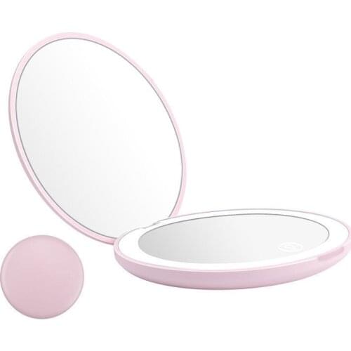 Compact Rechargeable Lighted Makeup Mirror For Travel Magnifying Handheld Makeup Mirror With 12 Leds Lights Folding Mirror