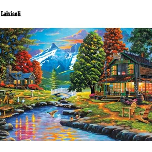 Best selling 5D full diamond painting autumn & house diamond mosaic picture rhinestone diamond embroidery home decoration
