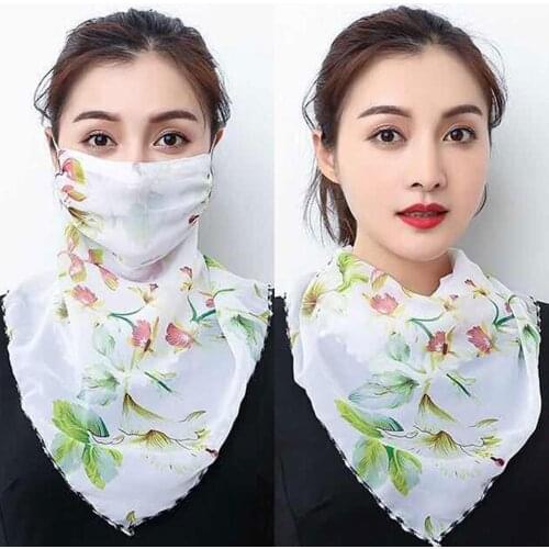Fashion Summer mouth Face silk scarf Sun Protection Outdoor Riding Protective Lightweight Scarf For Women Handkerchief