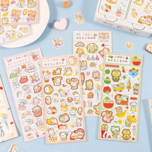 Cartoon Bear Rabbit Frog Foil Sticker Kids DIY Decoration Diary Journal Planner Album Scrapbooking Stickers Aesthetic Stationery