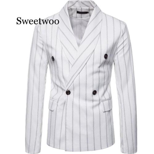 Blazer Men Casual Coat Spring Autumn 2020 Gentlemens Style Striped Blazer