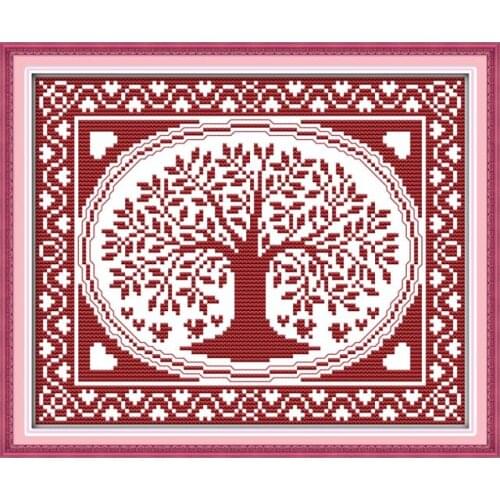 The oval happiness tree Needlework Stitch DIY 14CT DMC Cross Stitch Sets Embroidery Kits Counted Cross-Stitching 18ct 14ct plus