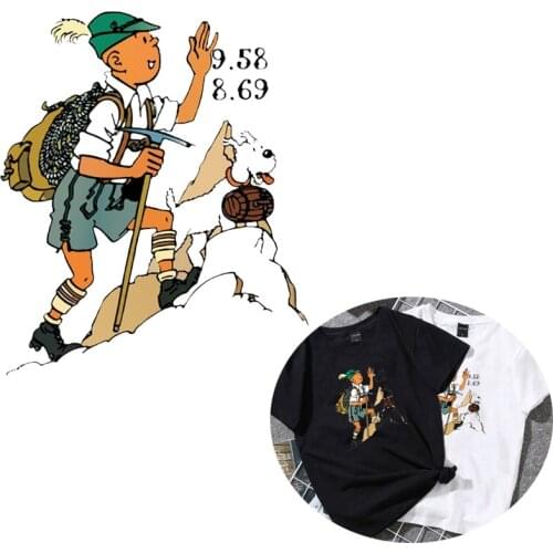 Adventure Boy Heat Transfer Iron on Patches For Clothing Applications Thermal Transfer For Clothes Hiking Badges Vinyl Stickers