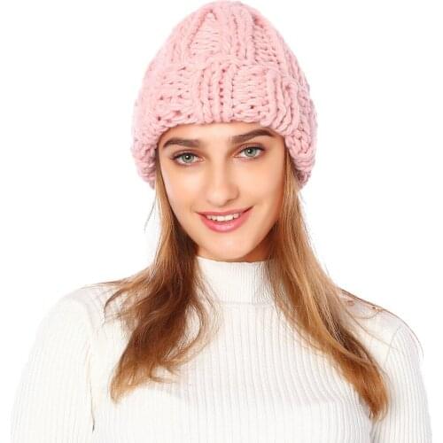 2020 New Knitted Thicken Warm Winter Hats For Women Beanies Pink Gray Hat Female Outdoor Black Soft Gorros Cap