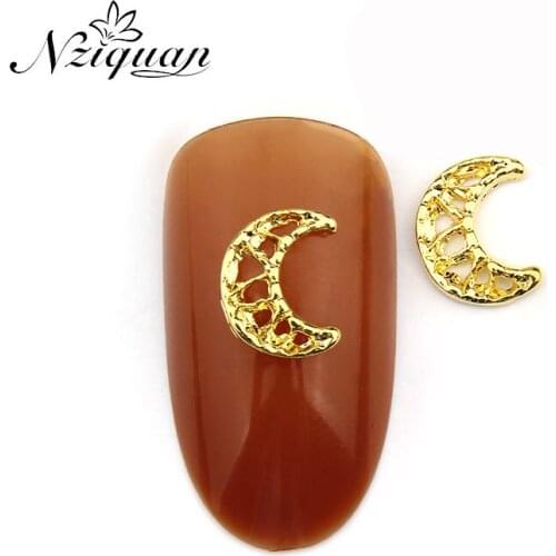 New product 20pcs oval multicolor nail decoration stickers charm moon gold metal alloy ladies DIY nail decoration