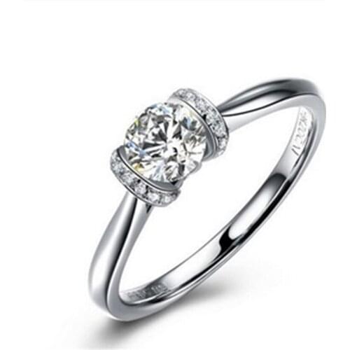 Solid Platinum PT950 Ring 1CT Natural Moissanite Diamond Engagement Rings Promise jewelry Gift For Lady Beatufil Box