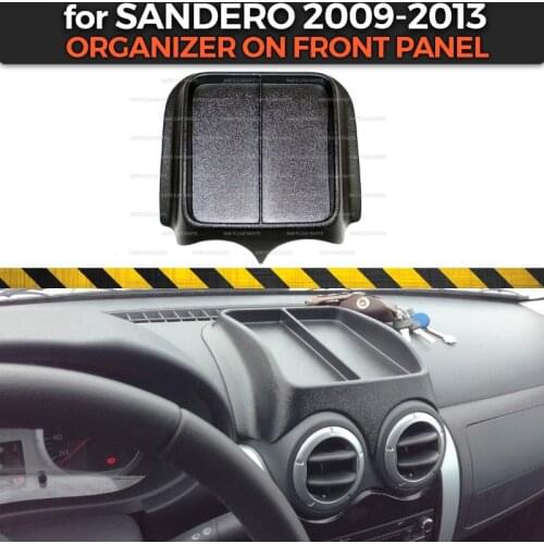 Organizer on front panel for Renault Sandero 2009-2013 plastic console of ABS plastic embossed pocket car styling accessories