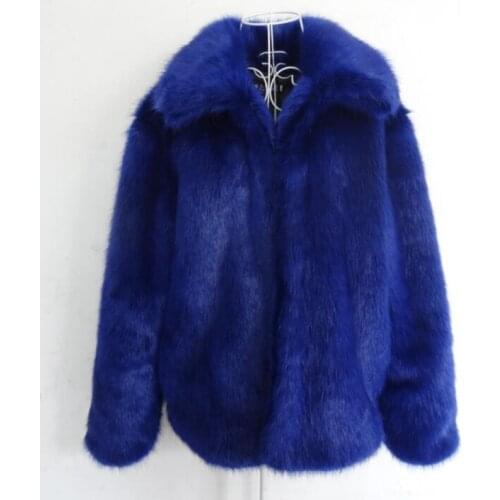 Autumn blue faux mink fur leather jacket mens winter thicken warm fur leather coat men loose jackets fashion B204
