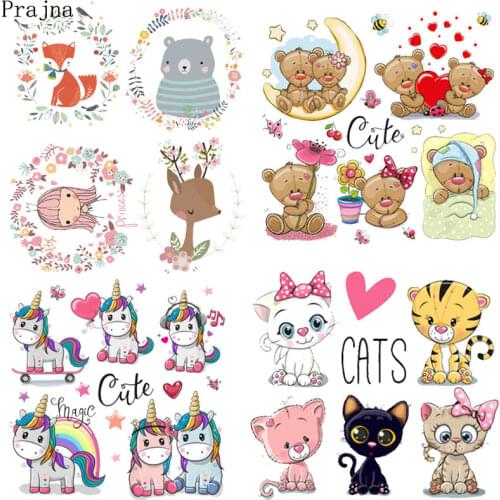 Prajna Cute Bear Baby Patch Iron On Transfer Heat Vinyl Transfer Patches For Clothes Thermal Ironing Stickers Cartoon Applique