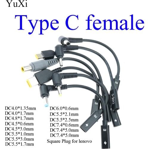 USB 3.1 Type C USB Female to DC 4.0*1.35mm 7955 5.5*2.5 5521 Sqaure Male Power Charger Adapter Connector Adaptor for lenovo PD