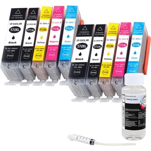 PGI-570 CLI-571 Ink cartridge with Print head cleaning fluid For Canon PGI570 PGI 570 MG5750MG6850 MG6852 TS5055 TS9050 Printer