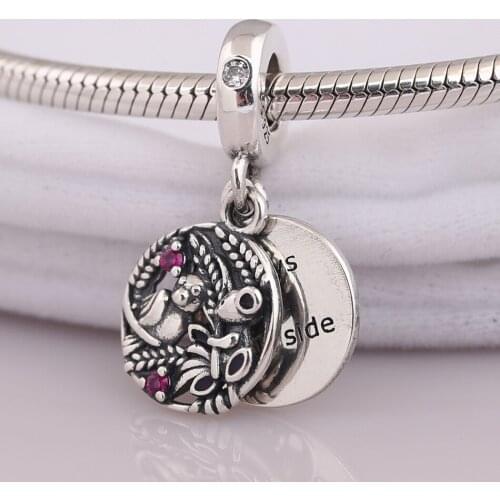 Authentic S925 Pendant Pendant DIY Jewelry Always By Your Side Dangle Charm fit Lady Bracelet Bangle