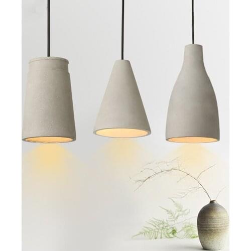 Industrial Retro Indoor Cement Pendant Light Antiqued Concrete Black Cord Pendant Lamp Hanging Lighting For Dinning Room PL449