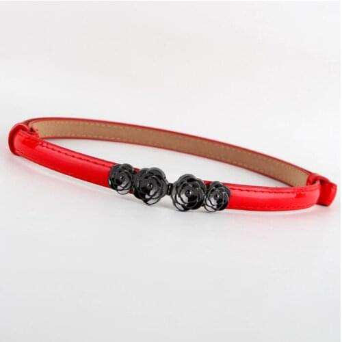 Classic wild black flower buckle female minimalist thin belt waist chain womens belts fashion leather small cummerbunds woman