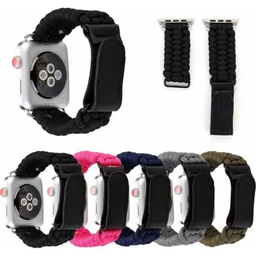 Newest For Apple Watch SE Paracord Survival Bracelet 38/42/40/44mm Nylon Rope strap for Apple Watch Band Series 6 5 4 3 2 1
