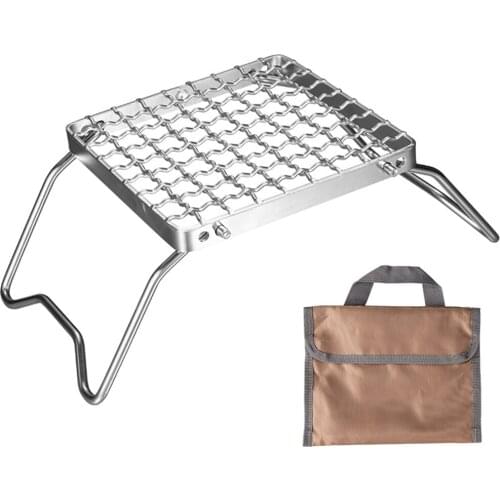 Grate Encrypted Stainless Steel for Camping with Storage Bag Picnic Barbecue Tool Home Portable Folding Grill Mini Heavy Duty