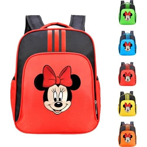 New Disney Cartoon Backpack For Baby Girls Minnie Mouse Children Lovely Schoolbag Kindergarten Oxford Students Bookbag Kids Gift