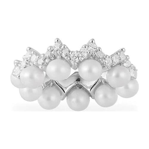 SLJELY Fashion 925 Sterling Silver Single Up and Down Zigzag Clip Earring with Pearls Zircon Sliding Ear Bone Cuff 1pc for Women