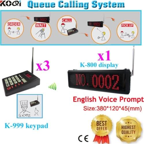 Restaurant Queue Ordering System Guest Waiting Durable Equipment Keypad With Dot Matrix Display(1 display+3 transmitter keypad)