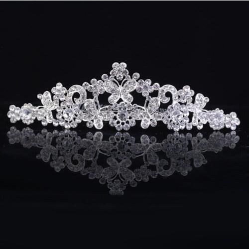 Rhinestone Bridal Butterfly Tiaras Crowns for Women Bride Wedding Hair Accessories Princess Diadem Headband Hair Ornaments
