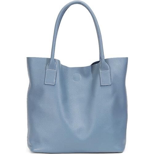 Minimalism Genuine Leather Tote for Women Solid Color Classic Shopper Bags Luxury Soft Cowhide Large Shoulder Handbag Black 2021