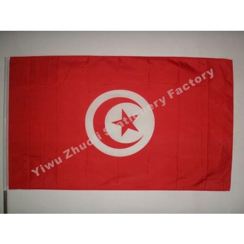 Tunisia Flag 150X90cm (3x5FT) 115g 100D Polyester Double Stitched High Quality Free Shipping