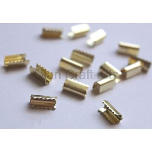 100pcs DIY Hair Ponytail Holder Pinch Crimps Connectors in Silver /Brass Tone Crimps for DIY Accessory and Jewelry