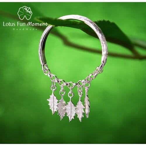 Lotus Fun Moment Real 925 Sterling Silver Natural Handmade Designer Original Fine Jewelry Holly Leaves Rings for Women Bijoux