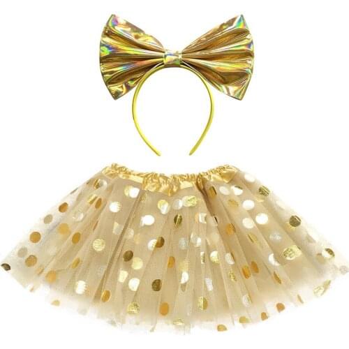 Golden Tutu Skirt Wave Point Nicorn Tutu Skirt For Baby Dance Tutus Kids Tulle Skirts For Birthday Costume Toddler Outfits 0-8Y