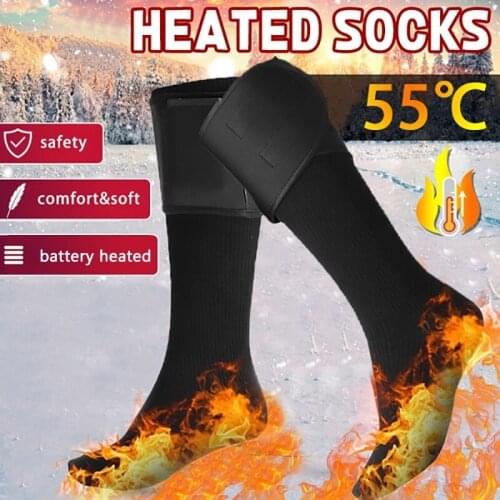 1 Pair Heated Socks Winter Electric Rechargeable Battery Leg Heating Warmer Socks Feet Thermal Cycling Sports Ski Men Women