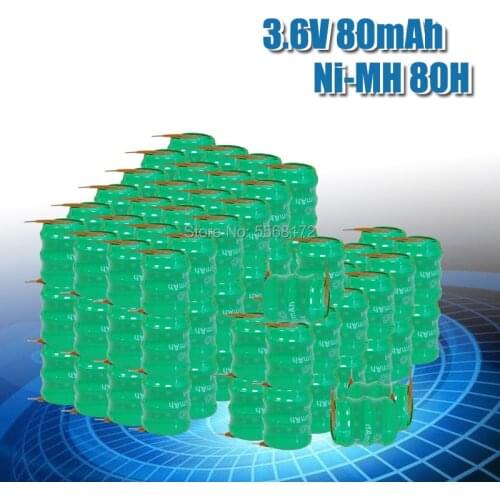 10/20/50/100Pcs Original Brand 80mah 3.6v Ni-MH Rechargeable Button Cell Battery Ni MH Batteries With Pins