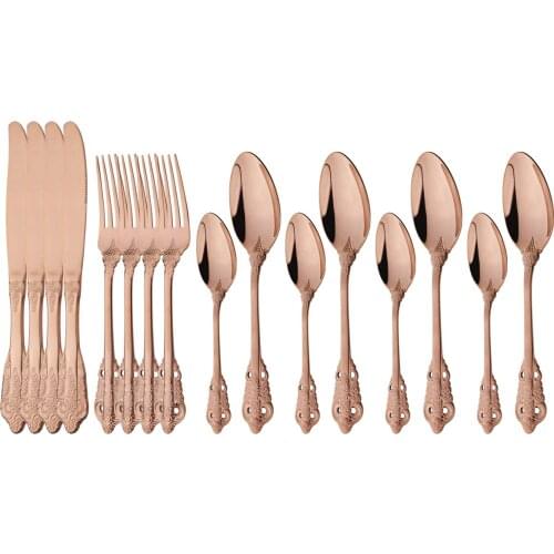 16Pcs 304 Stainless Steel Dinnerware Set Mirror Cutlery Set Knife Fork Coffee Spoon Dinner Tableware Kitchen Flatware Silverware