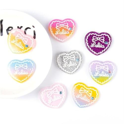 20pcs/lot creative resin crystal heart connectors for diy phone case patch hair rope hairpin jewelry making accessories material