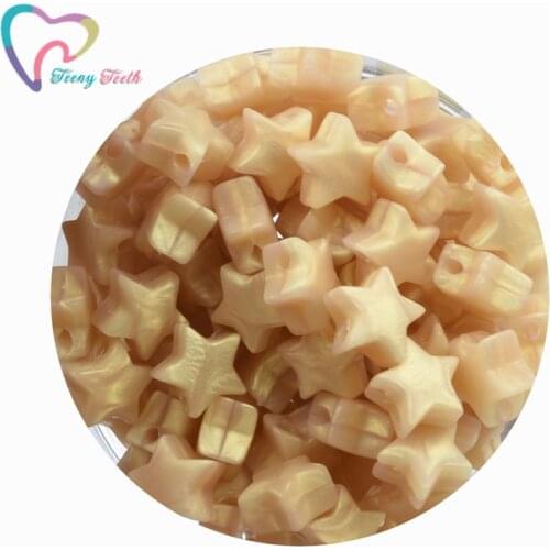Teeny Teeth 20 PCS Gold Stars Silicone Beads Food Grade Teething Beads For DIY Baby Silicone Nursing Necklace Silicone Star Bead