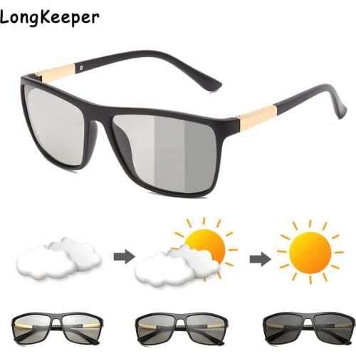 2020 Polarized Photochromic Men Sunglasses Square Women Color Change Sun Glasses Classic UV400 Chameleon Eyewear