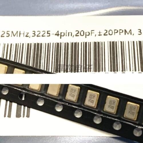 5PCS Active crystals is 1.8 V, 25 MHZ, 3225-4 pin, 20 pf, plus or minus 20, 3.3 V hongxing original patch