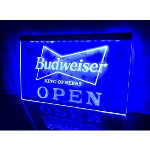 A113 OPEN Budweiser Beer NR Pub Bar LED Neon Light Sign