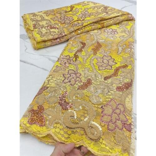 Velvet French Lace Fabric 2021 Embroidery Bright Diamond African Lace Fabric Nigerian Lace Dress For Womens Party 4166B