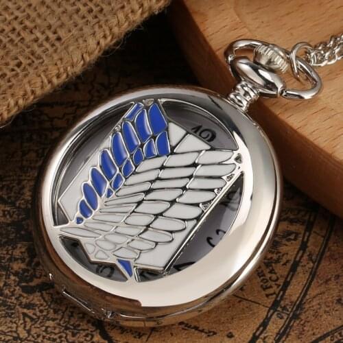 Bronze Attack Titan Quartz Pocket Watch Scouting Legion Survey Corps Cosplay Vintage Necklace Pendant Reloj Mujer Gifts Clock