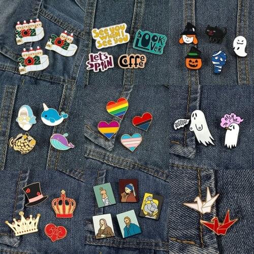 2-7pcs Cartoon Lovely Brooches Festival Badges Fashion Creative Personality Enamel Pins Metal Custom Bag Jewelry Gifts Wholesale