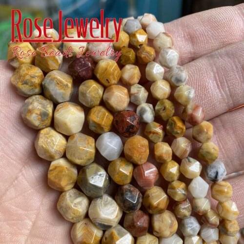 Yellow Natural Faceted Crazy Agates Beads Spacer Beads For Jewelry Making Diy Bracelet Necklace 15'Strand Wholesale 6/8/10mm